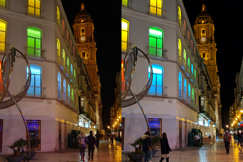Zoom Ăłptico del Galaxy S10+ (izquierda) vs zoom digital del Pixel 3 (derecha).